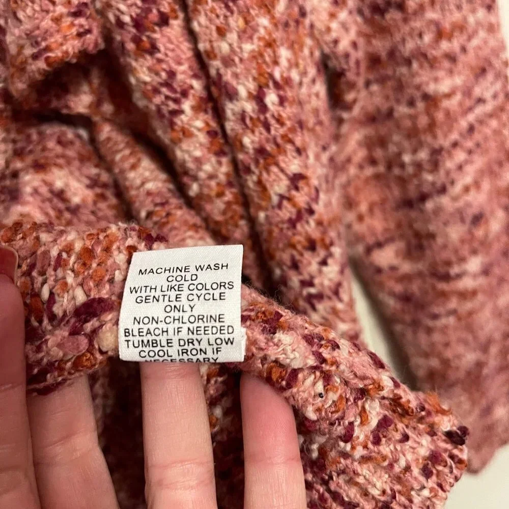 Adyson Parker Women's NWT Pink Open Chunky Knit Waterfall Cardigan Sweater Large